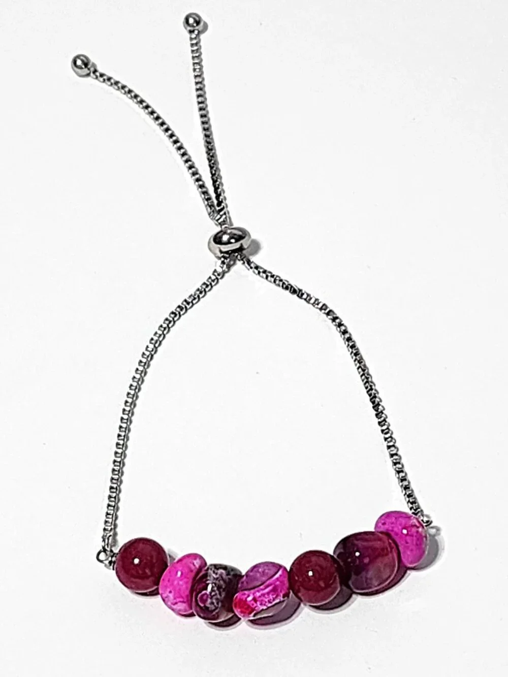 Pink gemstone slider bracelet - Picture 2 of 7
